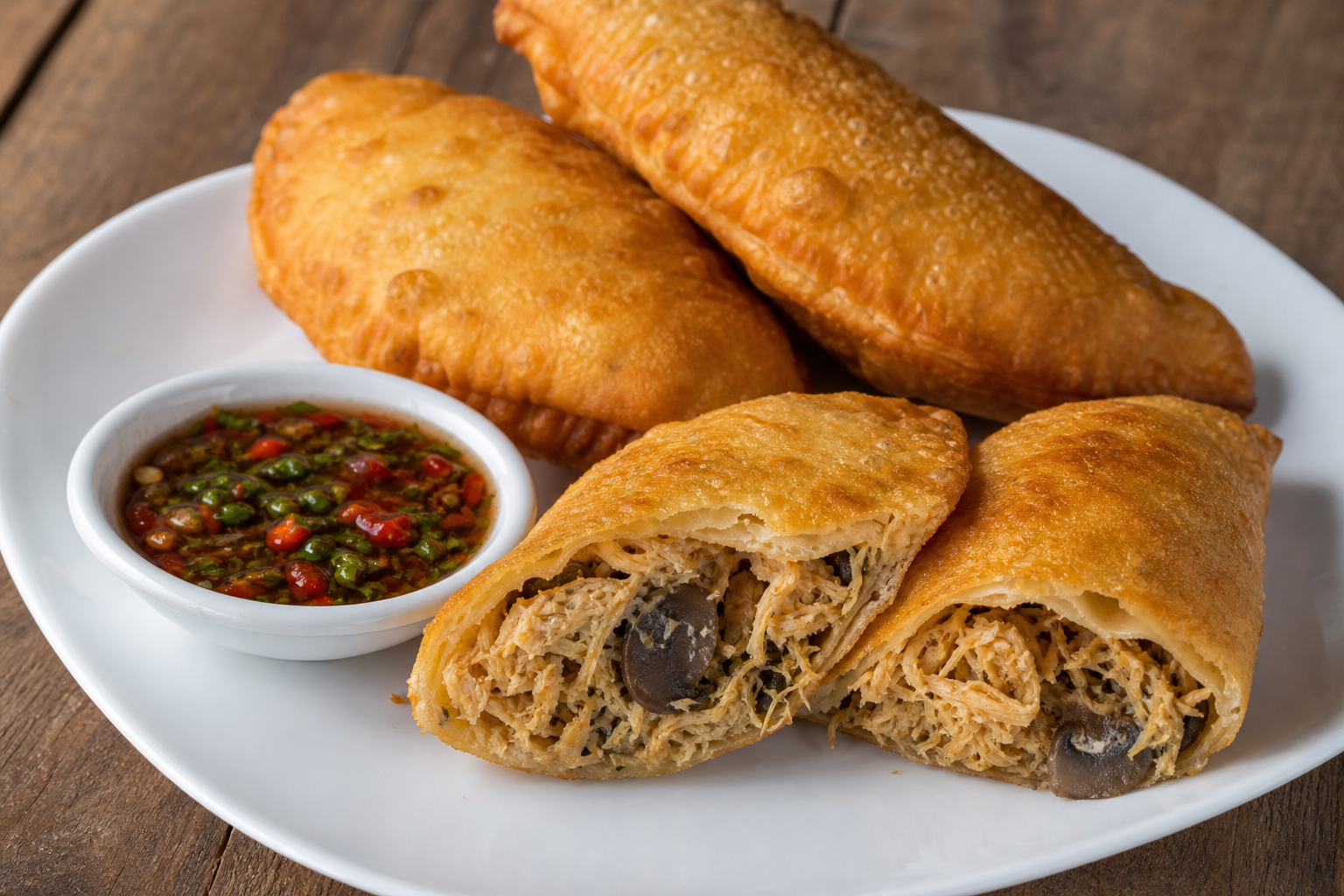 Empanada de pollo con champiñones